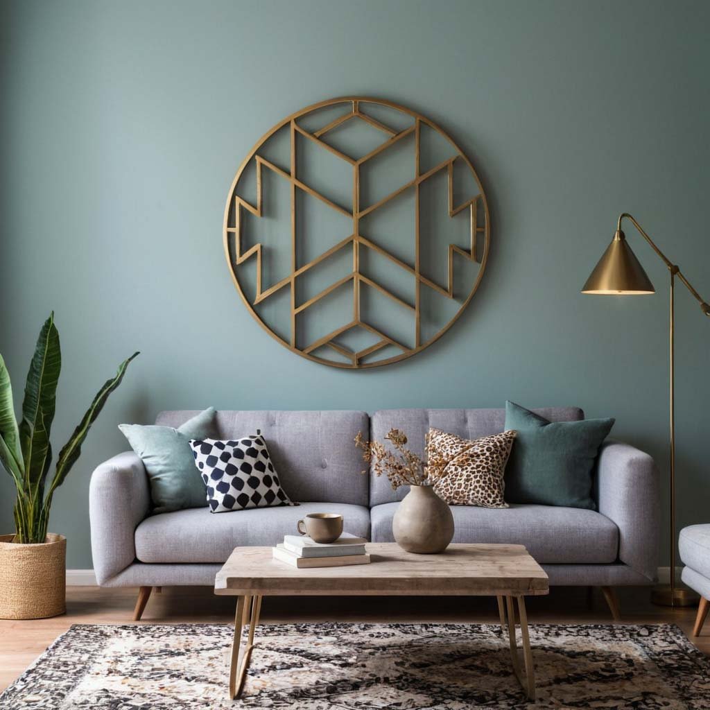 Minimalist Wall Art: A round geometric wall art in copper color