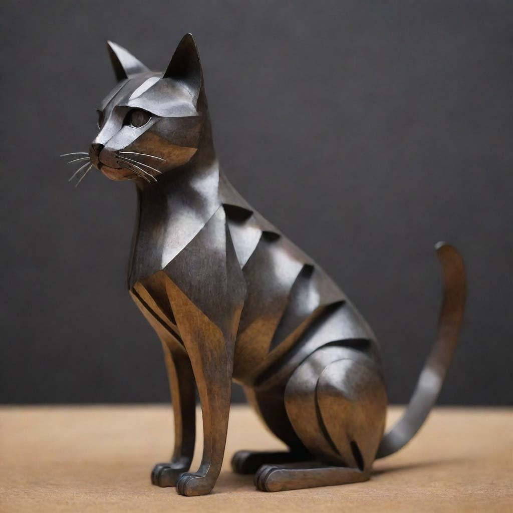 Minimalist Wall Art: A minimalistic metal sculpture of a black cat