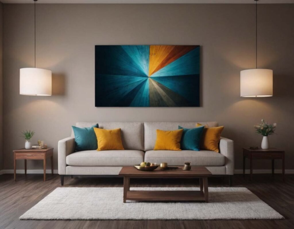 Modern Wall Art: A living interior with a modern painting on the wall