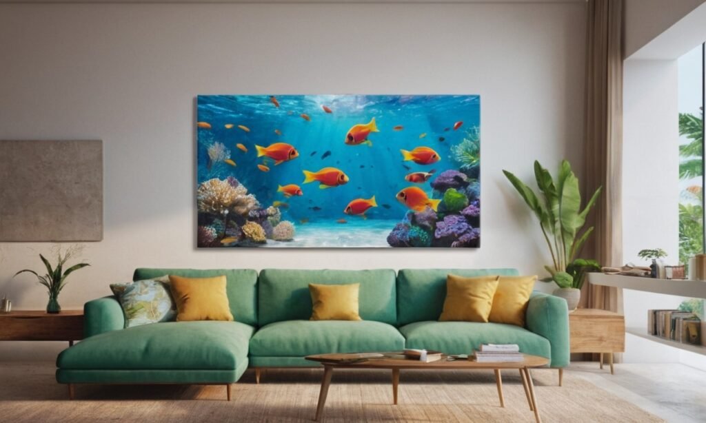 A living room Interior with  Underwater Art